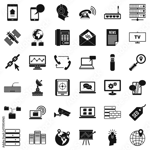 Communication icons set, simple style