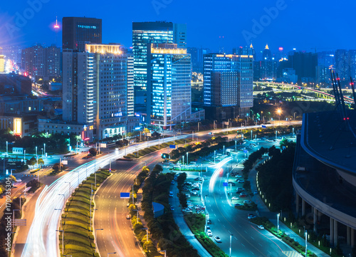 Zhengzhou cityscape with International Convention and Exhibition Center,Zhengzhou city,Henan province,China,East Asia. photo