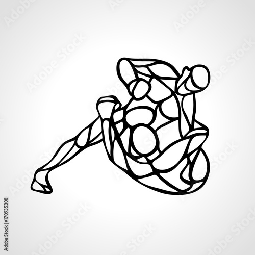 MMA fighters silhouette. Boxing punch vector icon