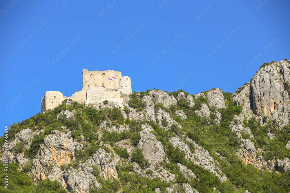 View of Prozor, the restored fortress of the medieval and early modern city in Vrlika, Croatia.