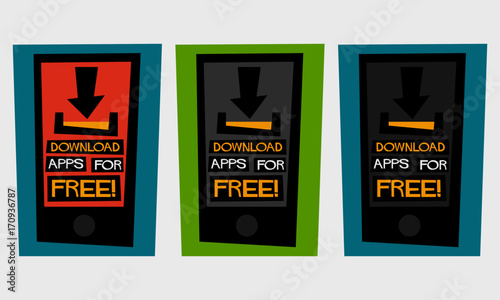 Download Apps For Free (Flat Style Vector Illustration Quote Poster Design)