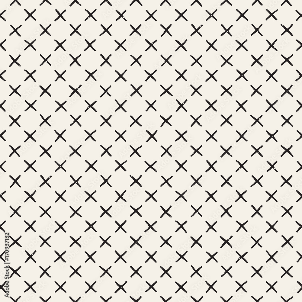 Fototapeta premium Seamless pattern with hand drawn lines. Abstract background with freehand brush strokes. Black and white texture. Ornament for wrapping paper.