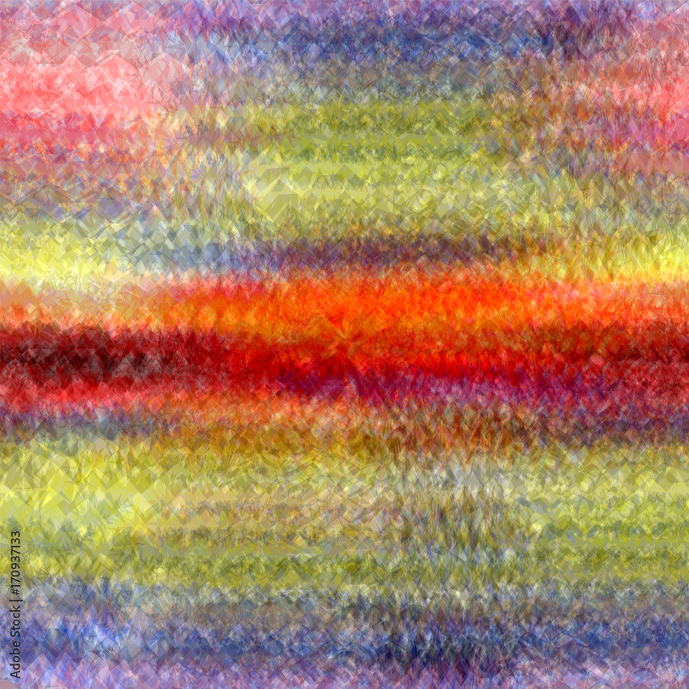 Abstract background with rainbow horizontal grunge stained stripes and centrifugal blurred  rays