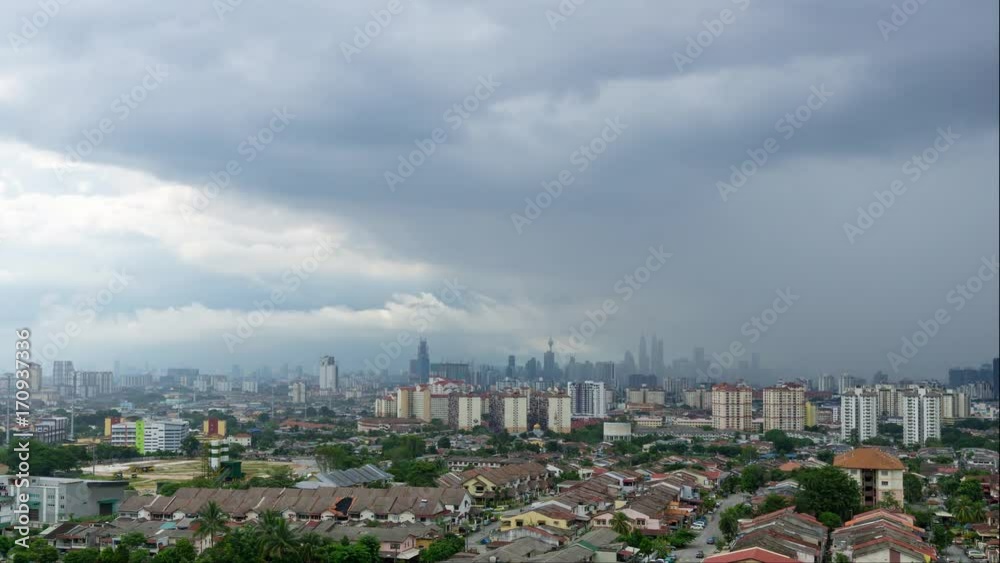 Time lapse of rainy clouds over downtown Kuala Lumpur, Malaysia Time lapse of rainy clouds over downtown Kuala Lumpur, Malaysia