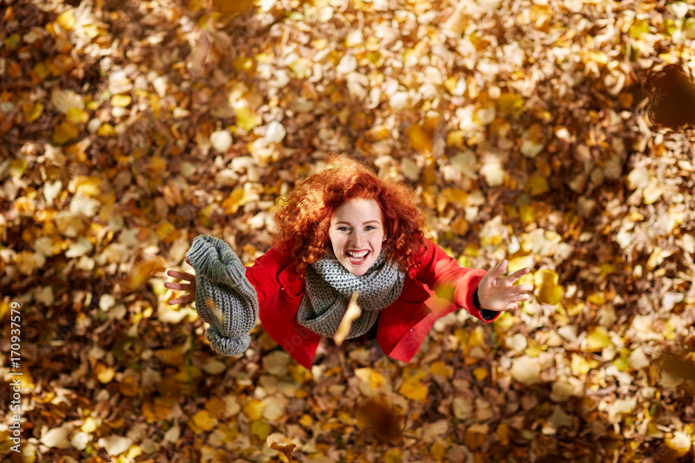 Young woman in nature in autumn Young woman in nature in autumn