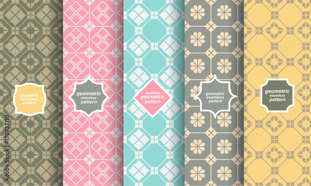 Retro style different seamless patterns
