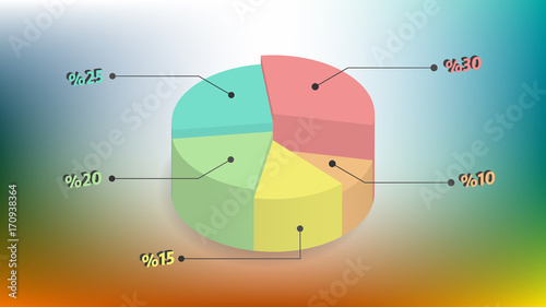 simple colored 3d pie chart desing