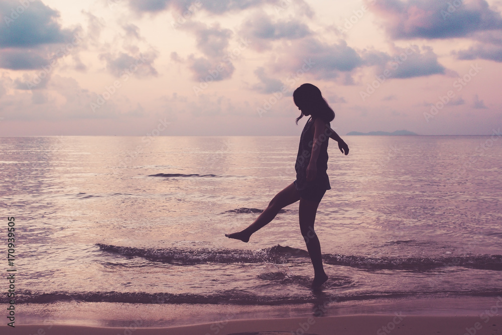 woman relaxing on the beach.