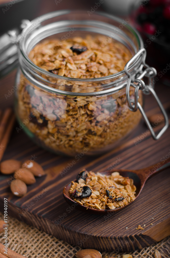 Baked granola with berries Baked granola with berries