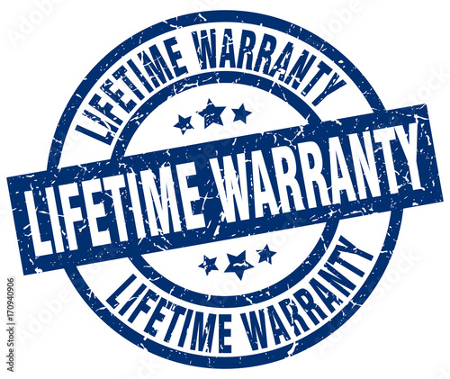 lifetime warranty blue round grunge stamp