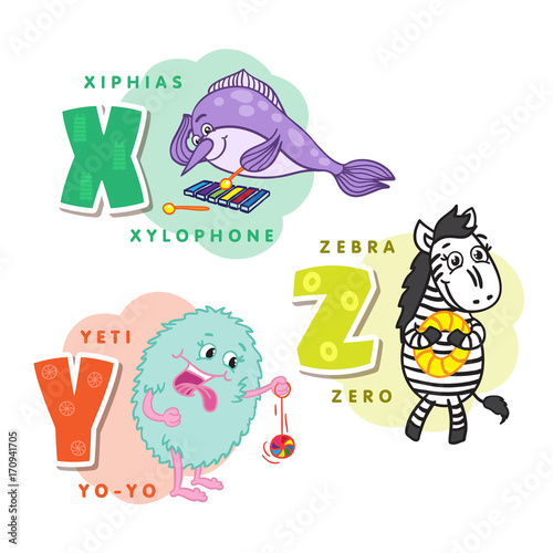 Alphabet Children Colored letter X Y Z 