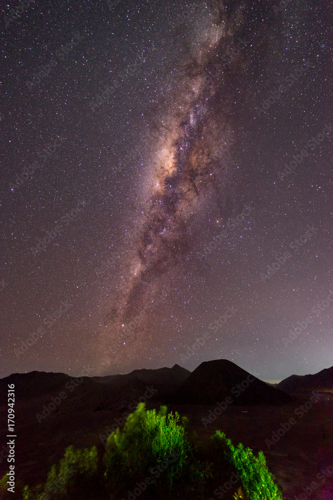 Milky Way rises above Mount Bromo