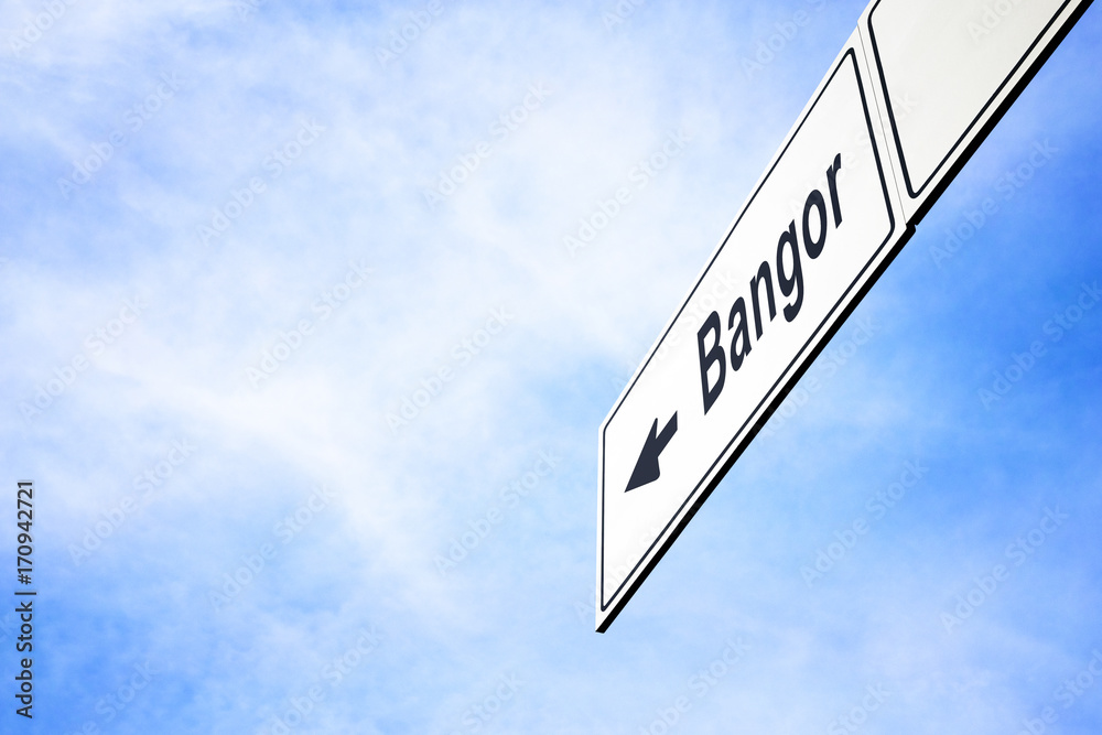 Signboard pointing towards Bangor
