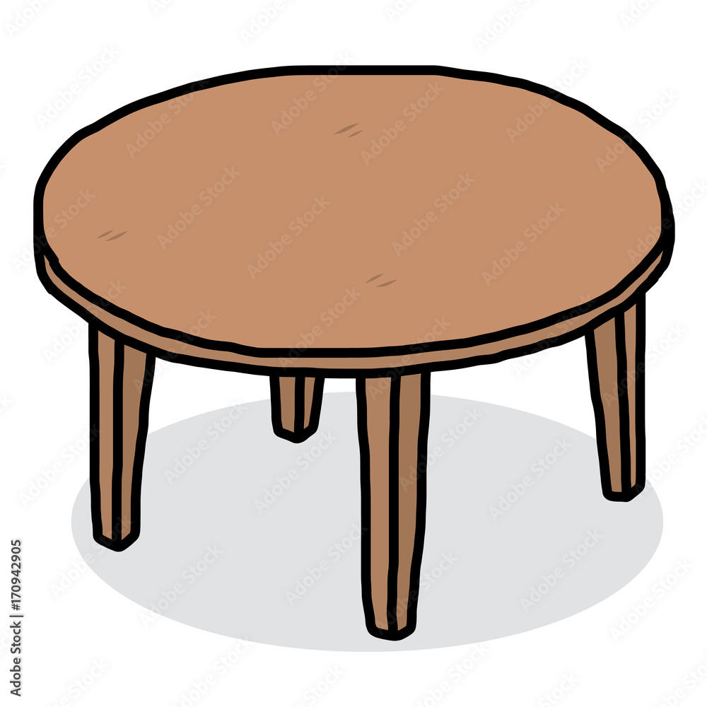 round wooden table / cartoon vector and illustration, hand drawn style,  isolated on white background. Stock Vector | Adobe Stock