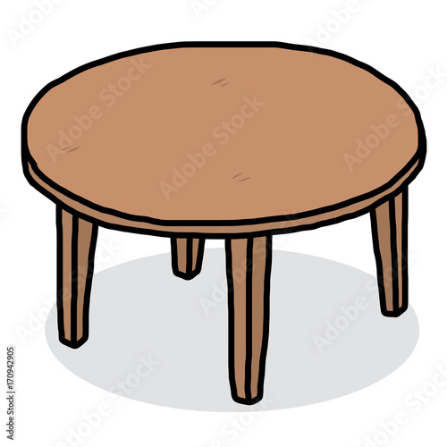 round wooden table / cartoon vector and illustration, hand drawn style, isolated on white background.