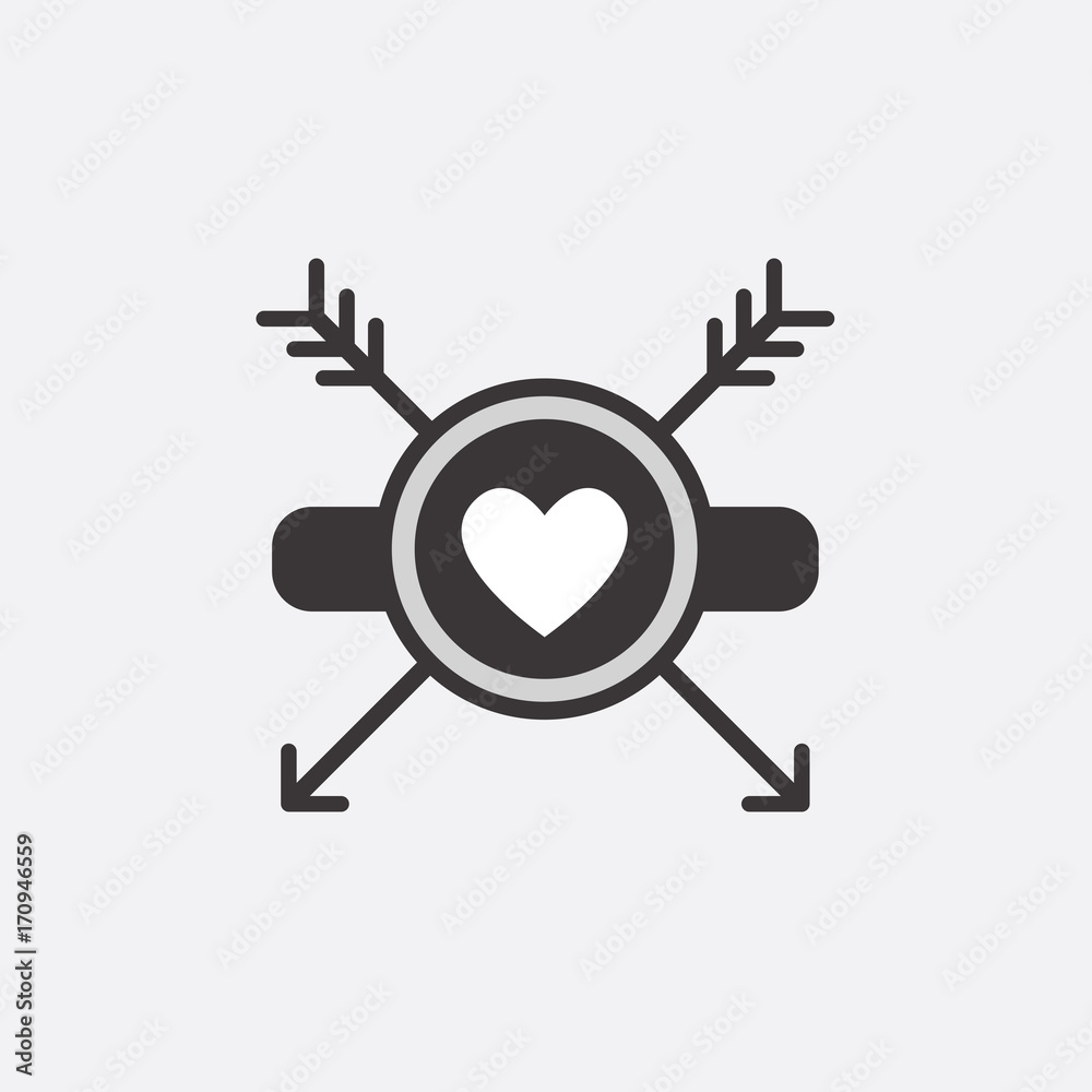 Decorative icon for Valentine's Day. Graphic romantic element Heart and arrow. Logo love vector illustration Decorative icon for Valentine's Day. Graphic romantic element Heart and arrow. Logo love vector illustration