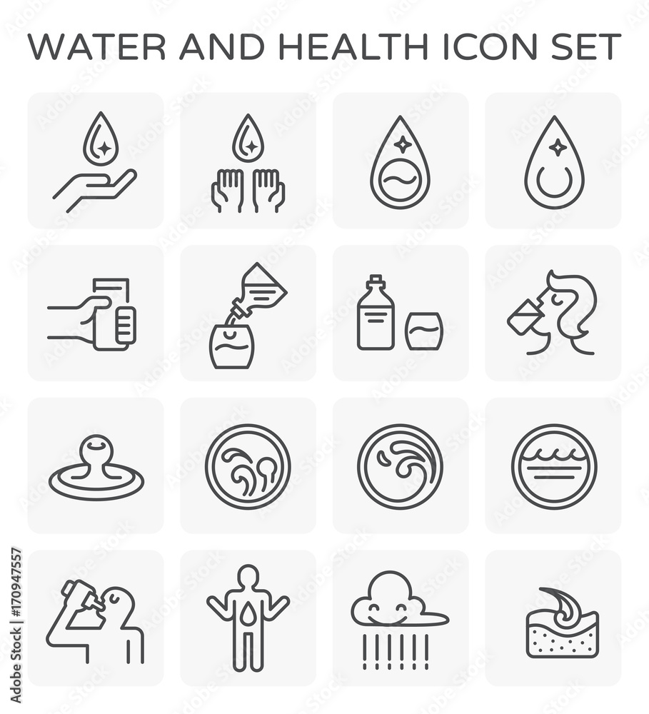 Vector line icon of water drinking and health. Vector line icon of water drinking and health.