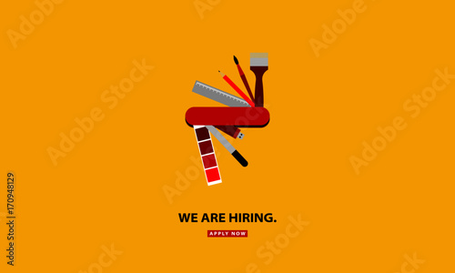 We Are Hiring (Graphic Designer Artist Swiss Knife Vector Illustration Design Concept)