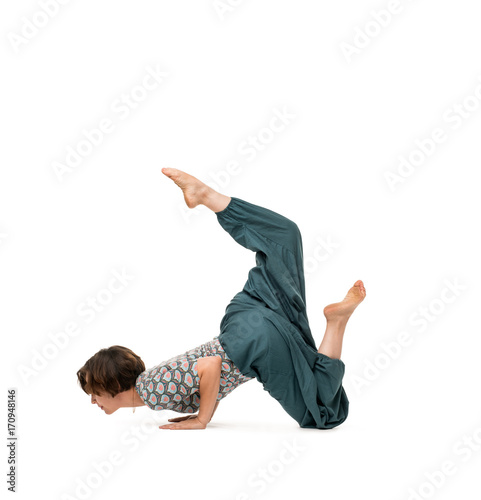 Young woman doing yoga isolated shot photo