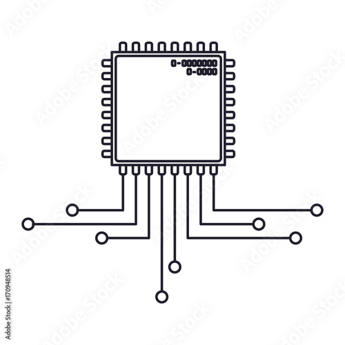 cpu microprocessor icon monochrome silhouette on white background vector illustration