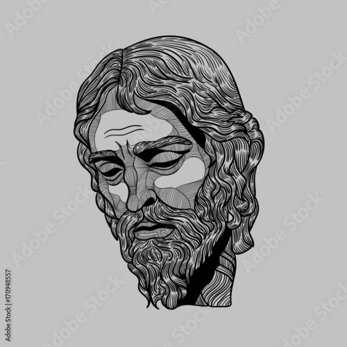 Classical Sculpture. Jesus. Vector illustration hand drawn