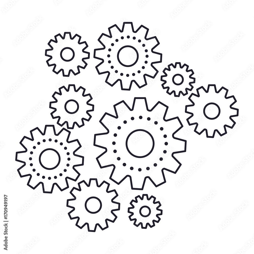 set gear machinery monochrome silhouette on white background vector illustration set gear machinery monochrome silhouette on white background vector illustration