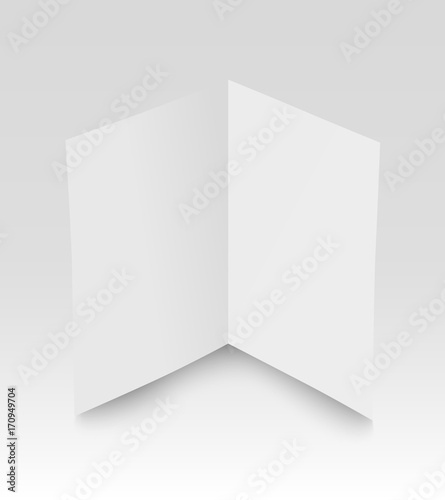 Vector realistic blank paper standing folded card isolated on white background