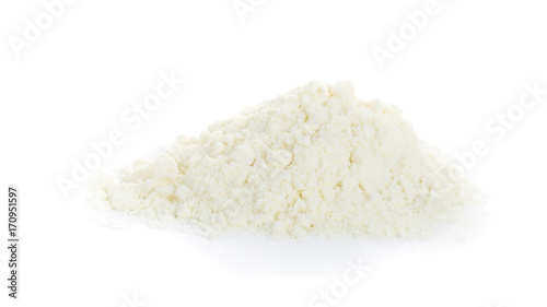Heap of powdered milk isolated on white background.