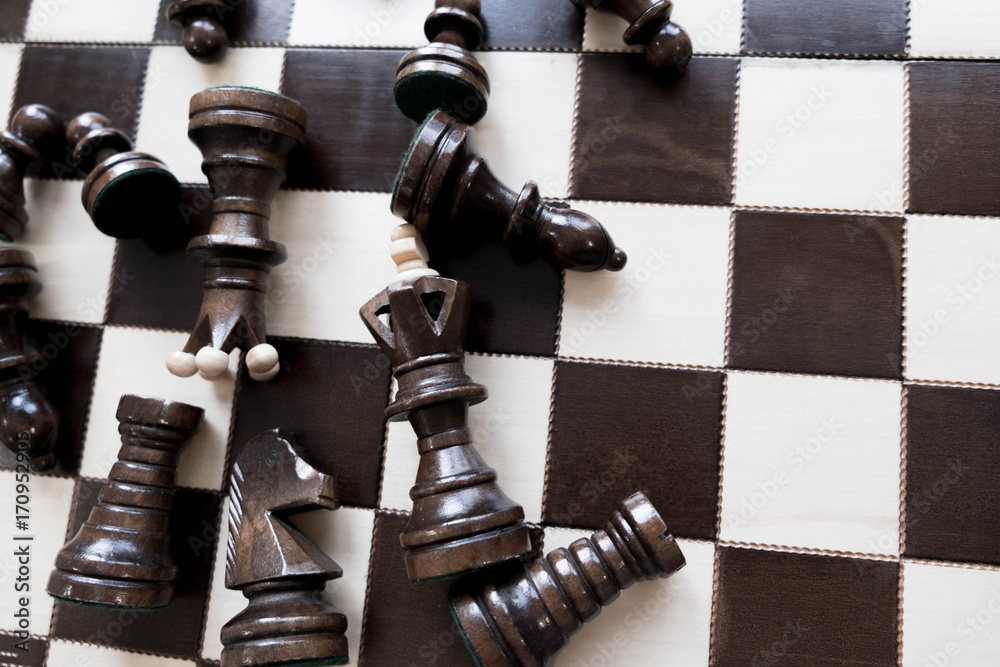 Black and White King and Knight of chess setup on dark background . Leader and teamwork concept for success. Chess concept save the king and save the strategy. Black and White King and Knight of chess setup on dark background . Leader and teamwork concept for success. Chess concept save the king and save the strategy.