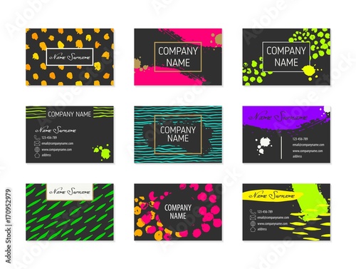 Set of Business Cards with hand drawn elements