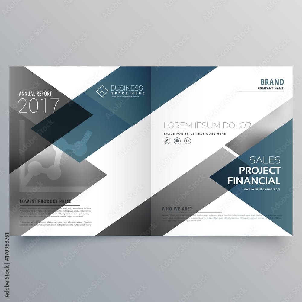 Fototapeta premium business bifold brochure flyer leaflet magazine cover page design layout template