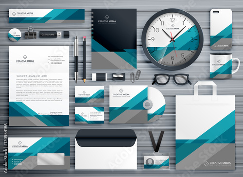 professional business stationery design made with geometric shape