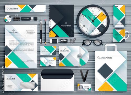 professional business stationery template vector design