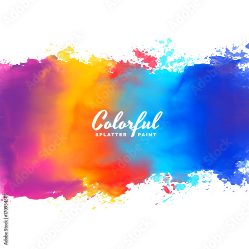 watercolor background hand paint splash in many colors
