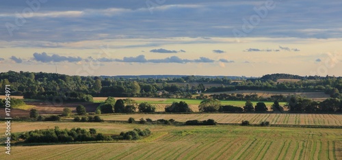 Rural landscape in Naestved, Denmark. View from Faarebakkerne.