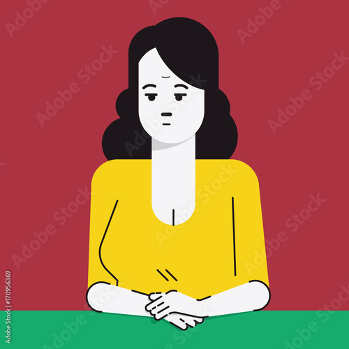 Thoughtful woman character