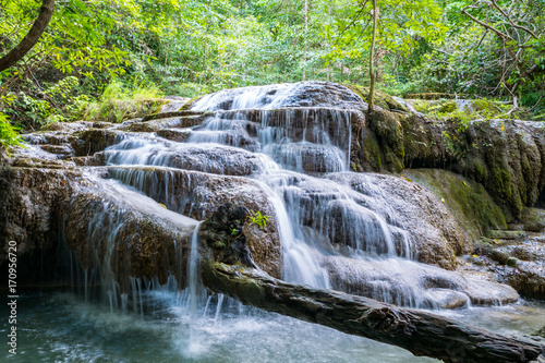 Nature landscape of waterfall cascade in Thailand  Erawan waterfall