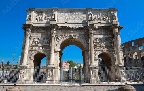 The Arch of Constantine near the colosseum in Rome, Italy