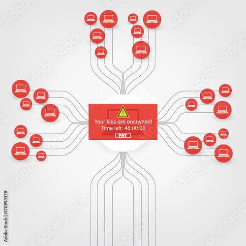 Vulnerability, Locked Devices, Encrypted Files, Lost Documents, Ransomware Attack - Failed, Vulnerable Network Threat Protection - IT Security, Corporate Networking Concept Design, Vector illustration