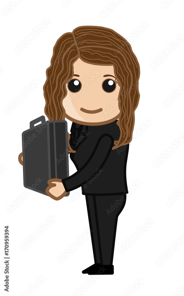 Young Businesswoman Holding Briefcase Vector Young Businesswoman Holding Briefcase Vector