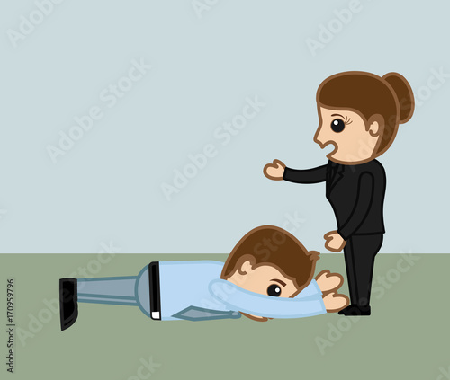 Cartoon Worker Begging for Job
