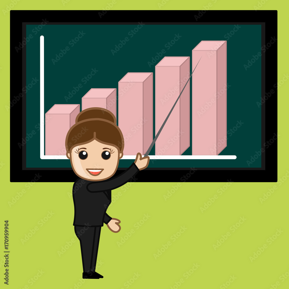 Young Businesswoman Showing Business Chart