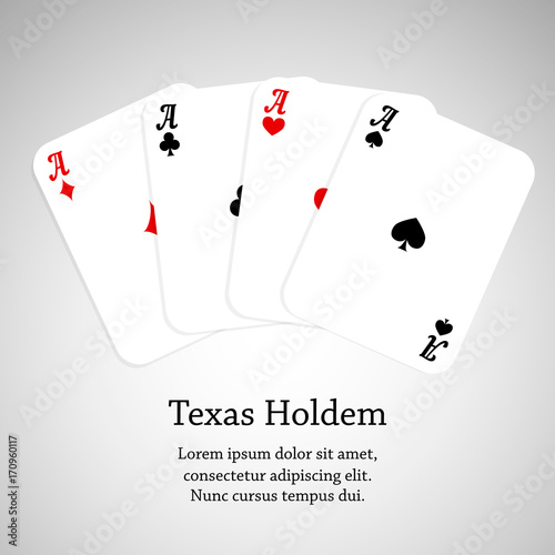 Four Aces Poker Cards. Texac Holdem. Vector Illustration on white background for casino banner, flyer. photo