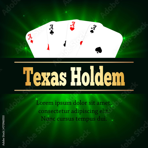 Four Aces Poker Cards. Texac Holdem. Vector Illustration on colorful background for casino banner, flyer. photo
