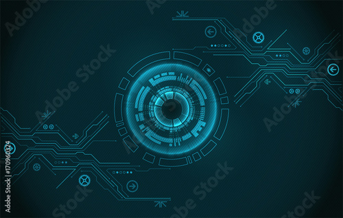 Abstract circle technology concept. Circuit board, high computer color background.