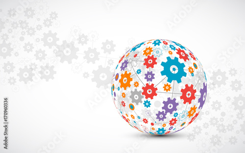 Abstract technology sphere background. Global network concept.