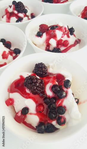 bavarese dessert with yogurt cream and berries
