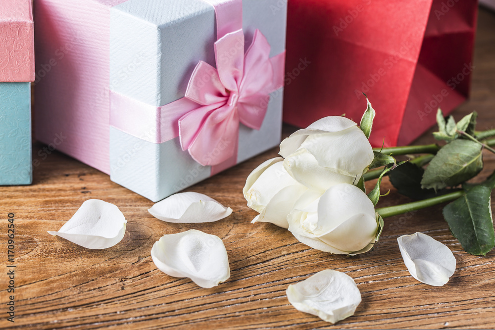 Gift roses and blank paper for valentine day holiday Gift roses and blank paper for valentine day holiday