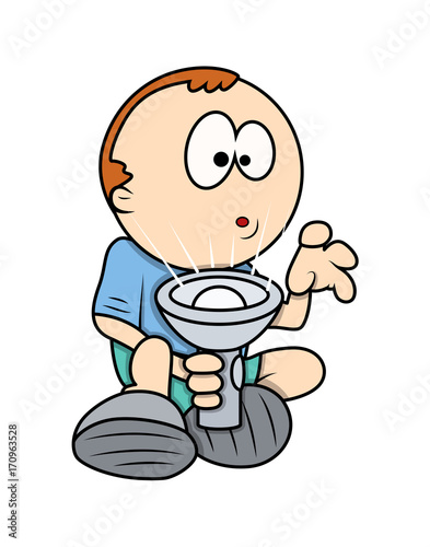 Terrified Boy Holding Torch Vector - handmade clip-art vector