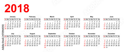 USA calendar grid in vector